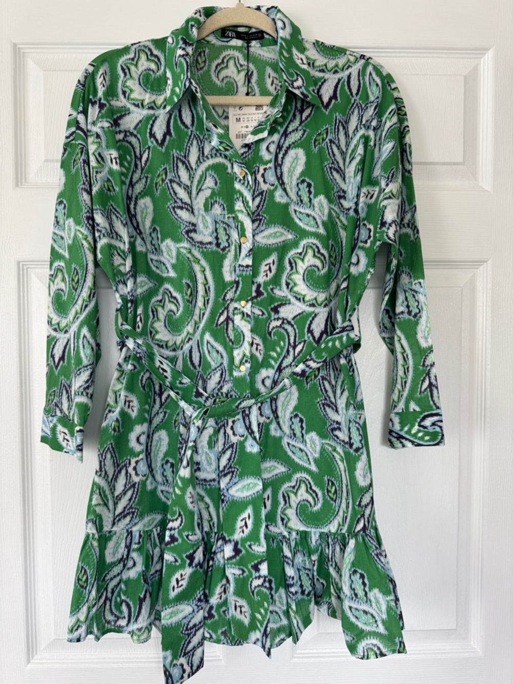 NWT ZARA Printed Button Down Mini Dress - Size Medium